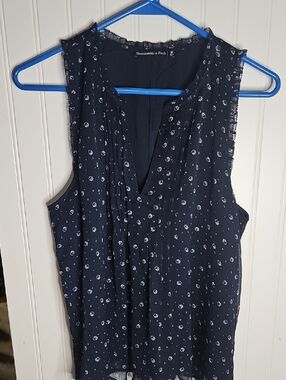 Abercrombie & Fitch Navy Floral Sleeveless Pintuck Camisole